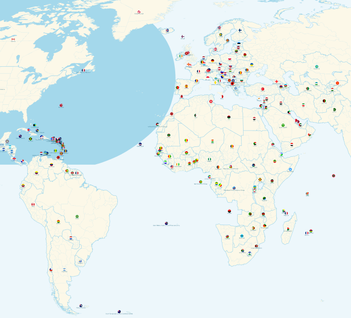 World map showing Payla global coverage